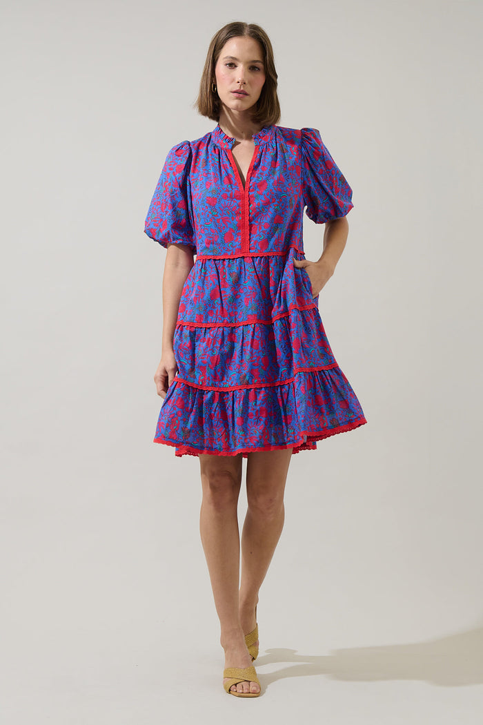 Tanya Floral Korra Tiered Mini Dress