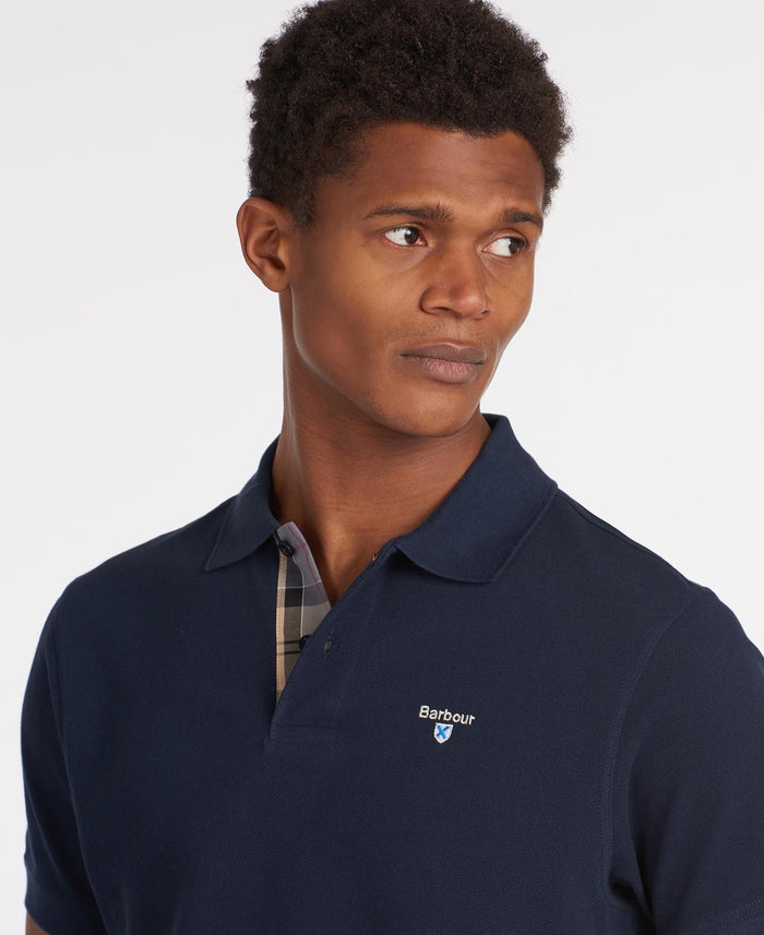 Tartan Pique Polo in Navy