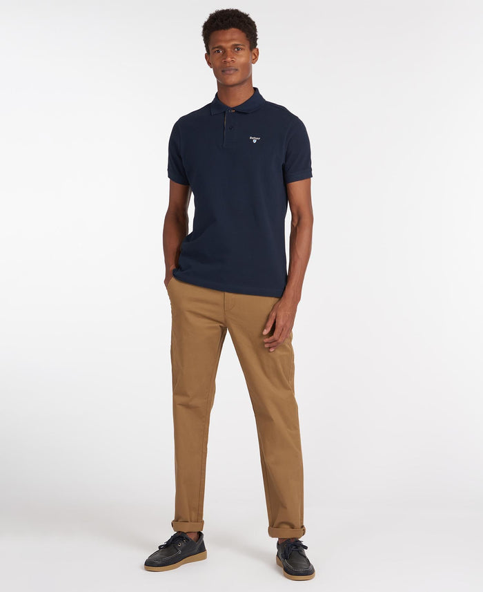 Tartan Pique Polo in Navy