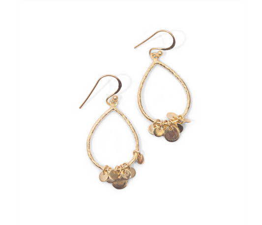 Teardrop with Charms - Gold Plated Brass