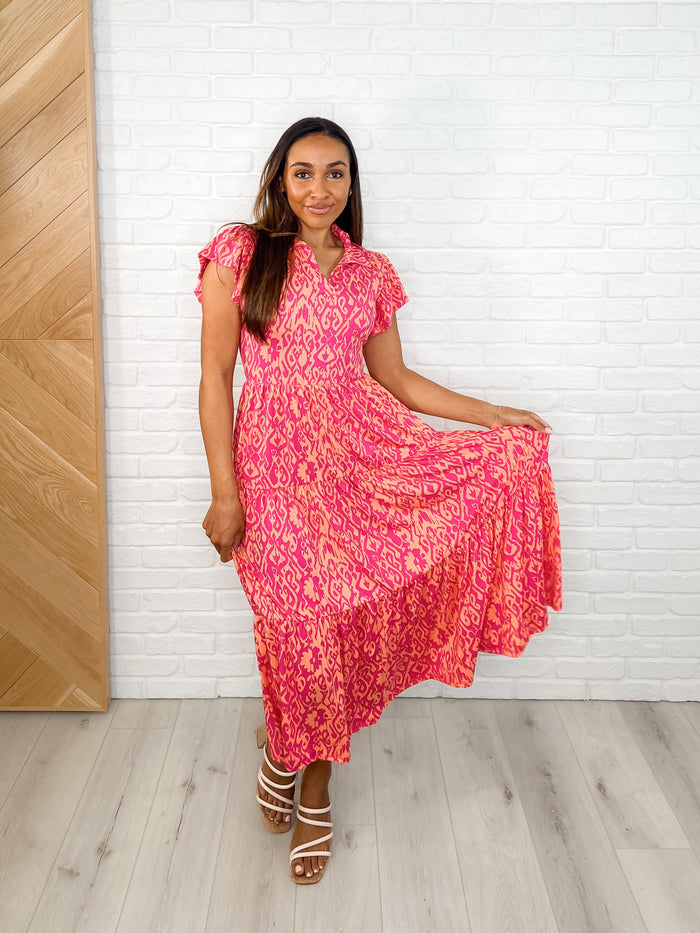 The Way You Move Flutter Sleeve Dress in Fuchsia