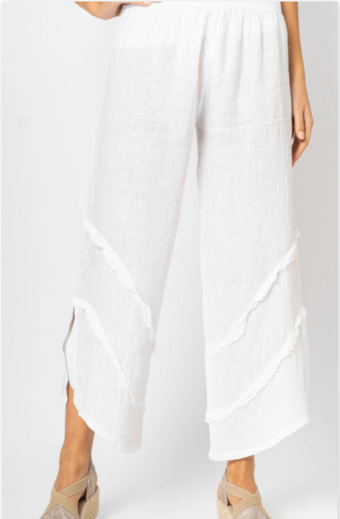 Tia Italian Linen Pants in White