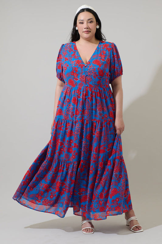 Tiered Maxi Dress Calla Floral Curve