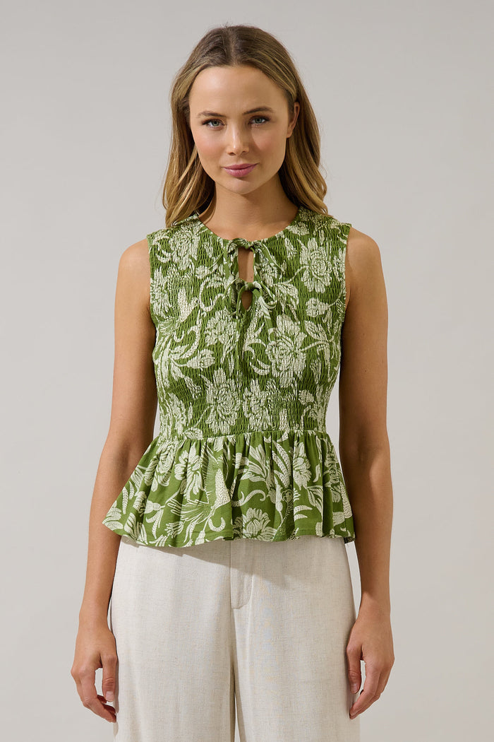Tinda Smocked Peplum Top Kory Floral