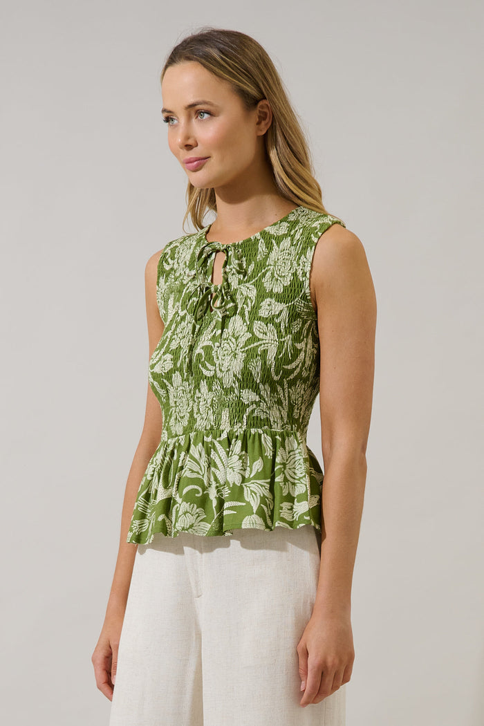 Tinda Smocked Peplum Top Kory Floral