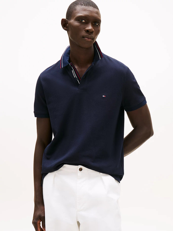 Tipped Collar Polo in Navy