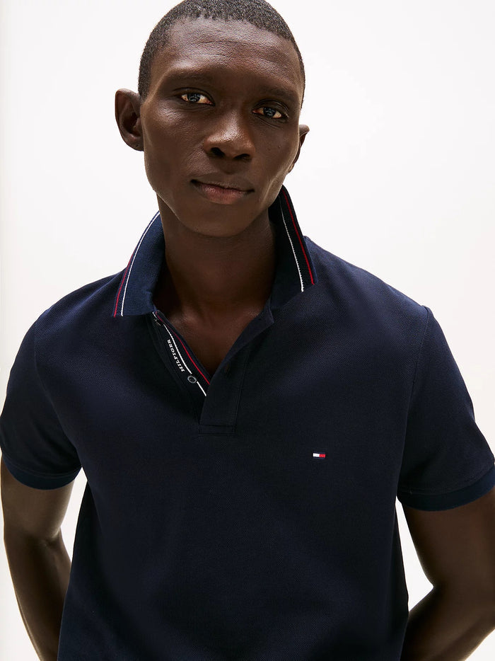 Tipped Collar Polo in Navy