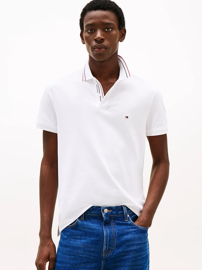 Tipped Collar Polo in White