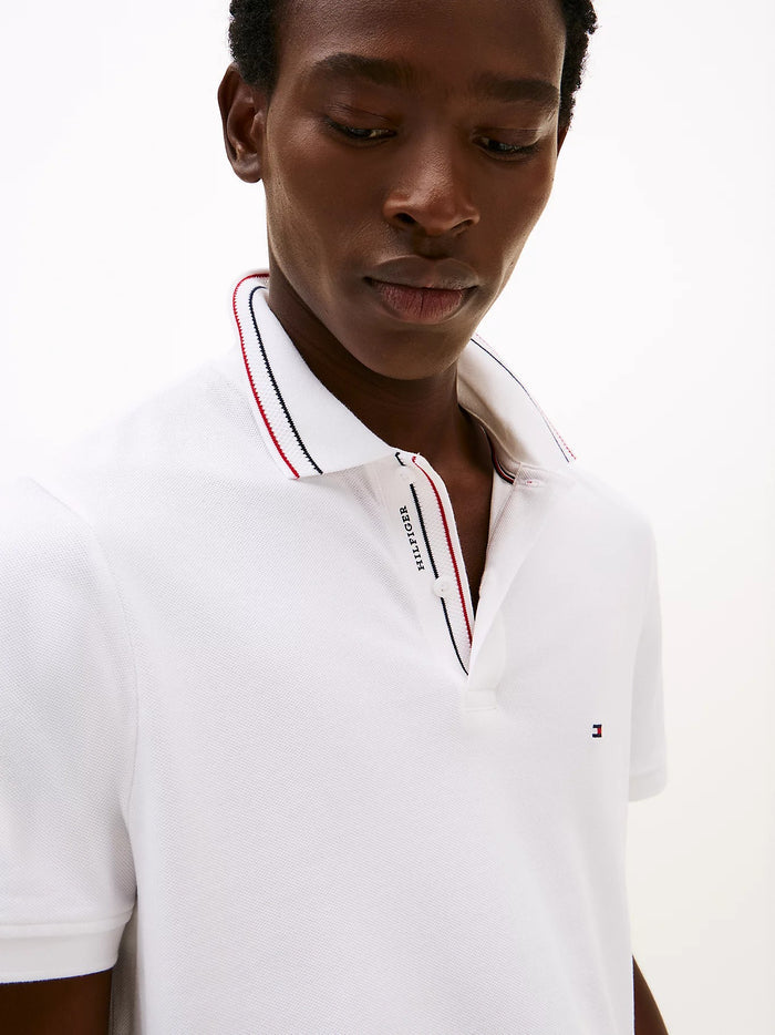 Tipped Collar Polo in White