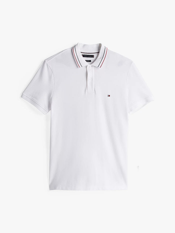 Tipped Collar Polo in White