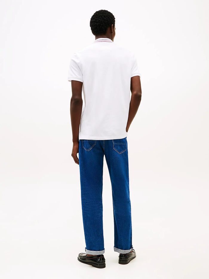 Tipped Collar Polo in White