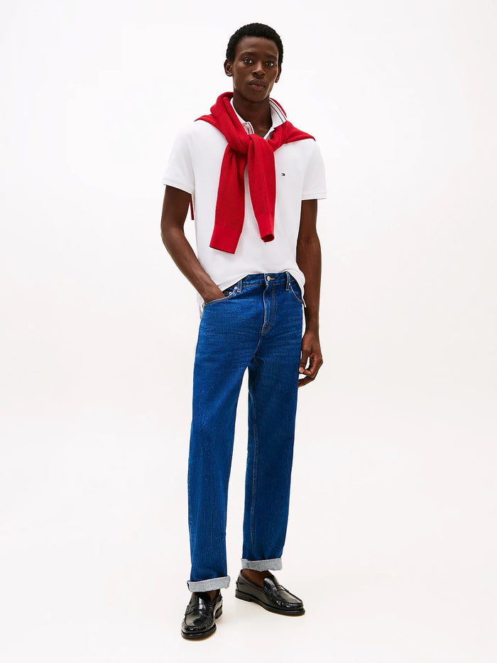 Tipped Collar Polo in White