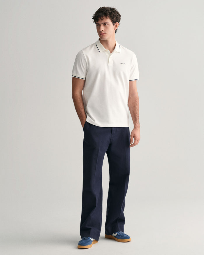 Tipped Piqué Polo Shirt in White