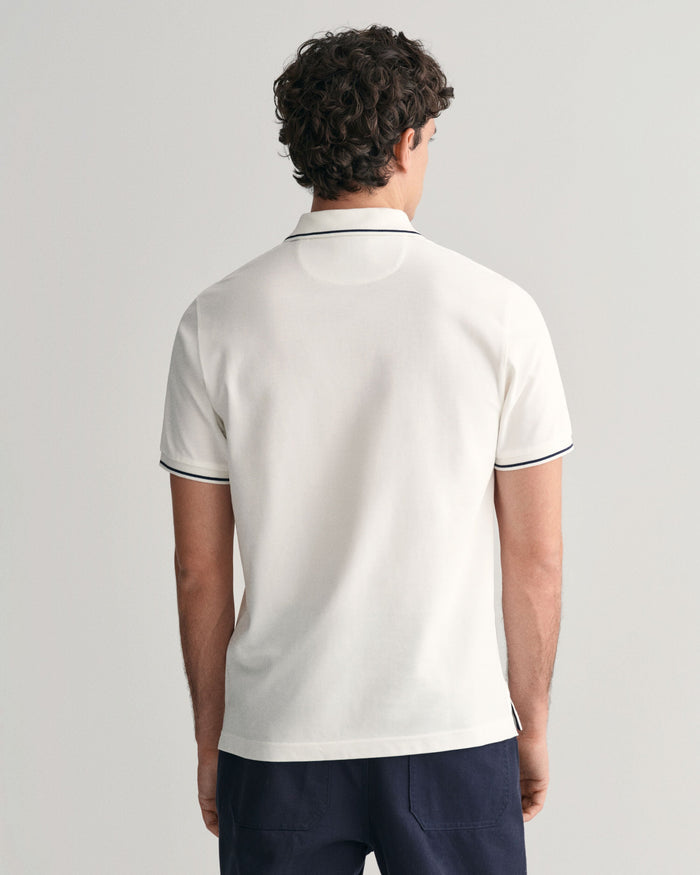 Tipped Piqué Polo Shirt in White