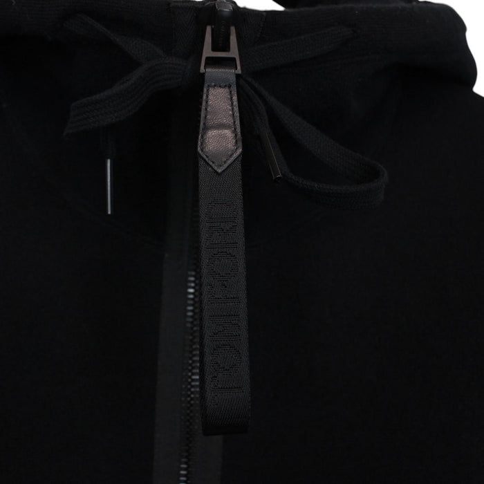 TOM FORD black full zip hoodie cashmere cotton blend with logo detail.