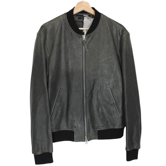 TOM FORD grey bomber jacket full zip lambskin leather with original tags and hardware.