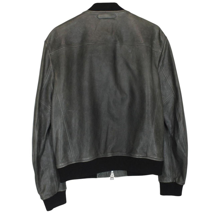 TOM FORD grey bomber jacket full zip lambskin leather with original tags and hardware.