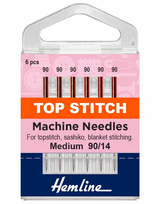 Top Stitch Sewing Machine Needles, Medium/Heavy Fabric 90/14