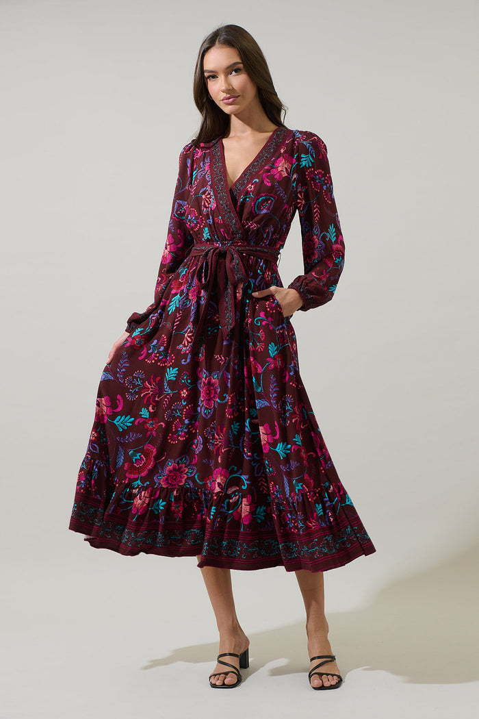 Tory Paisley Mindie Wrap Midi Dress
