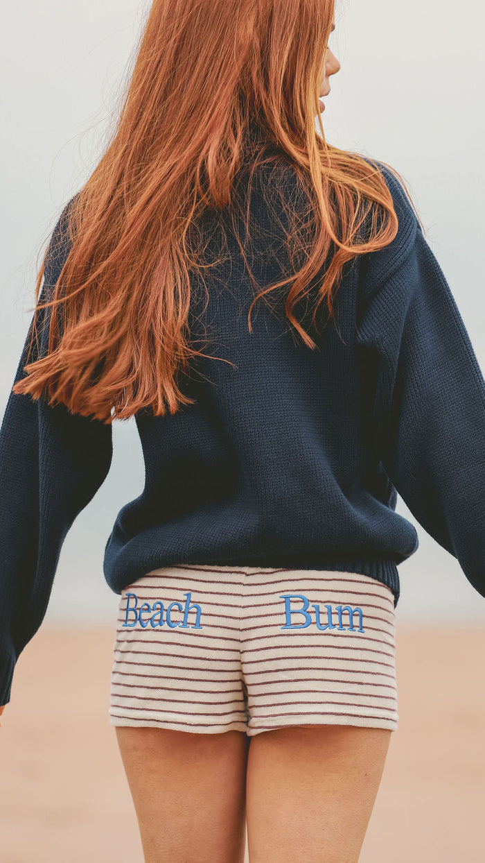 Towelling Beach Bum Hipster Shorts | Chocolate/Cream