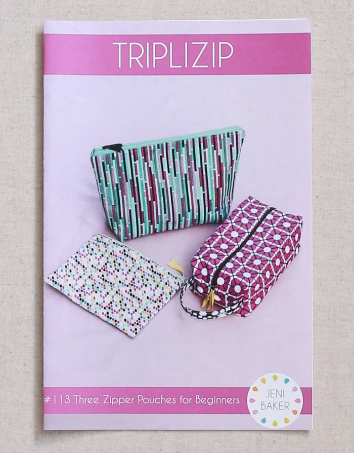 Triplizip Zipper Pouch Paper Sewing Pattern, Jeni Baker