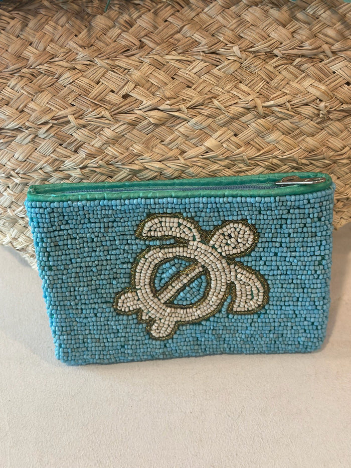 Turtle Beaded coin bag