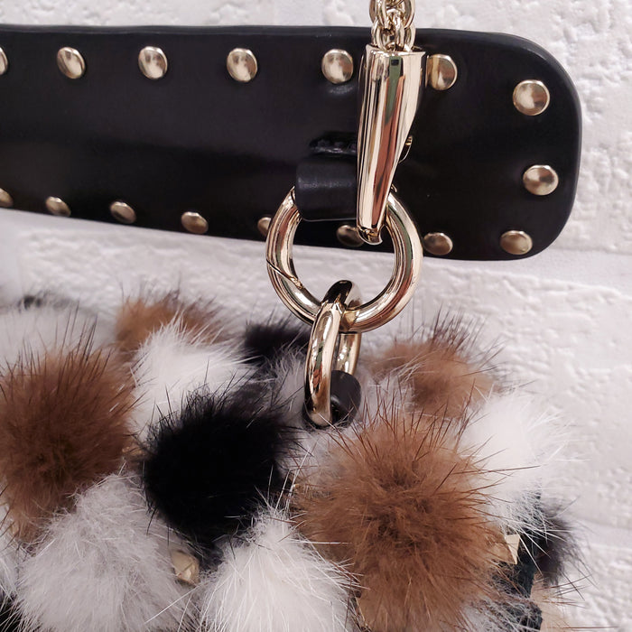 VALENTINO BROWN MINK FUR ROCKSTUD SHOULDER BAG ($8000)