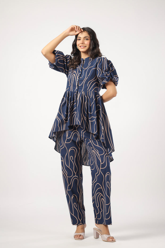 Whimsy Wavy Asymmetric Cotton Co-ord Set