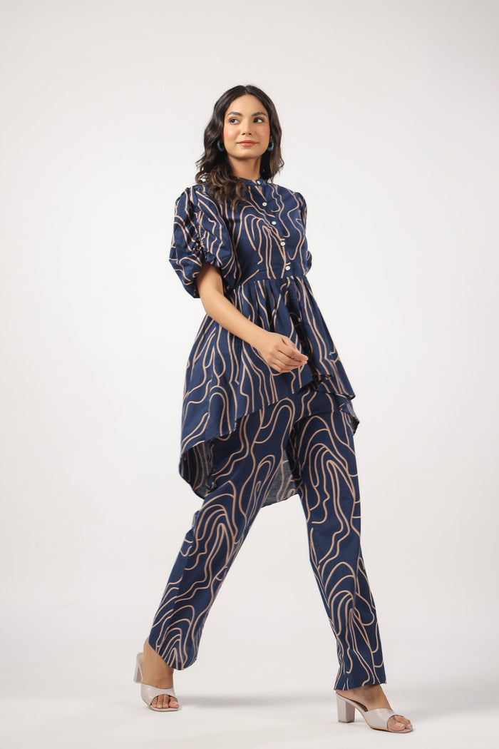 Whimsy Wavy Asymmetric Cotton Co-ord Set