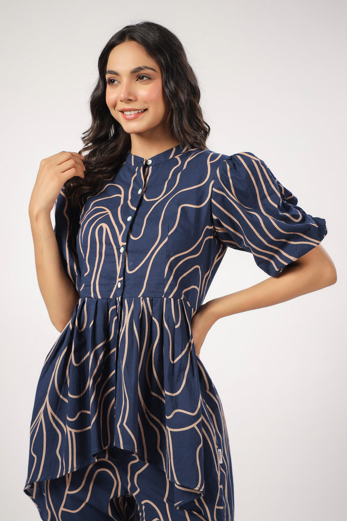 Whimsy Wavy Asymmetric Cotton Co-ord Set