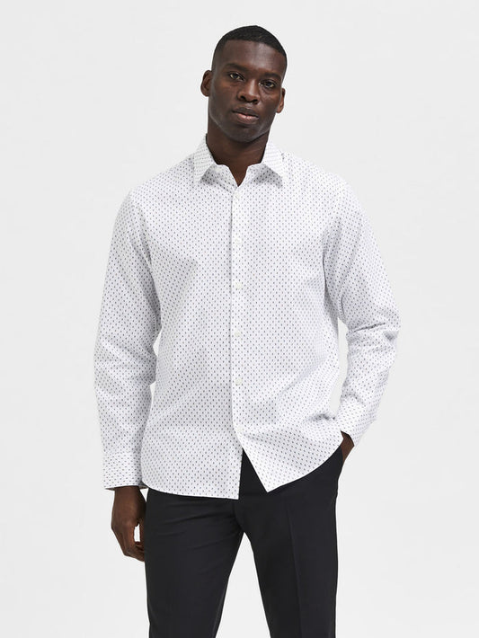 White All Over Print Full Sleeves Shirt