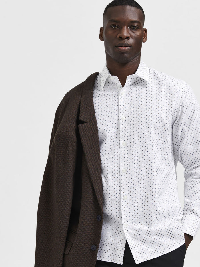 White All Over Print Full Sleeves Shirt
