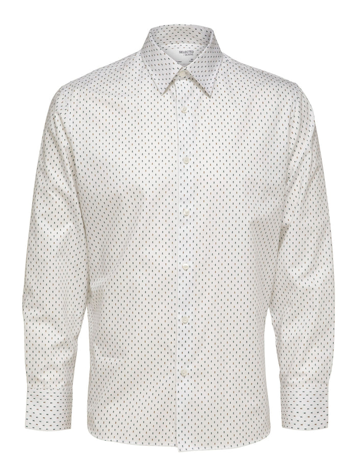 White All Over Print Full Sleeves Shirt