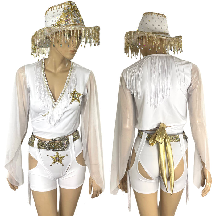 White and Gold Cowgirl Sheriff Costume