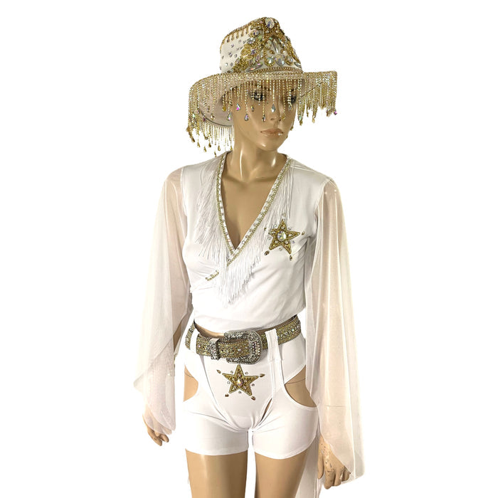 White and Gold Cowgirl Sheriff Costume