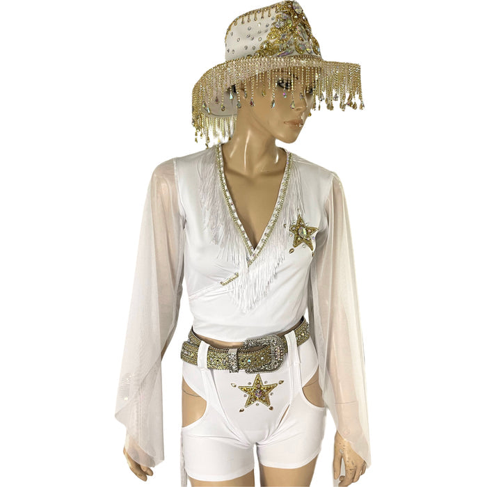 White and Gold Cowgirl Sheriff Costume
