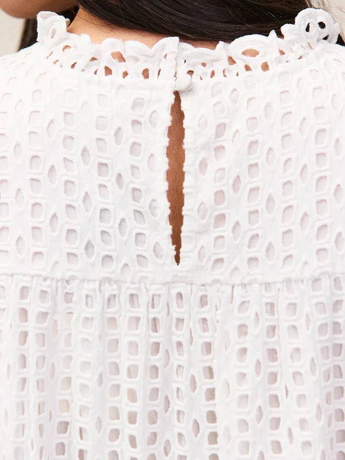 White Broderie Mini Dress Cotton