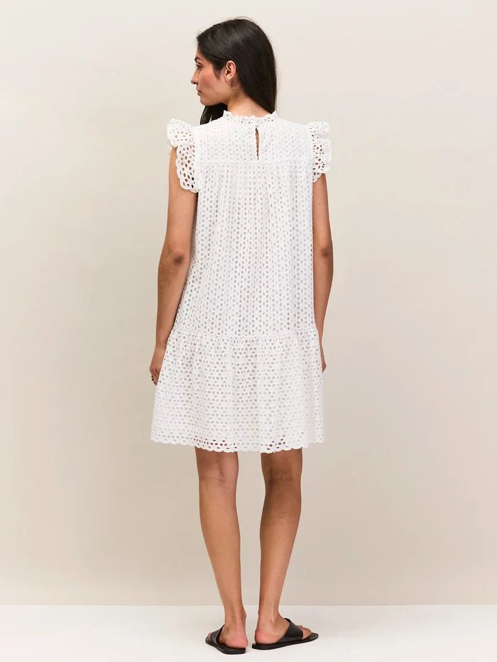 White Broderie Mini Dress Cotton