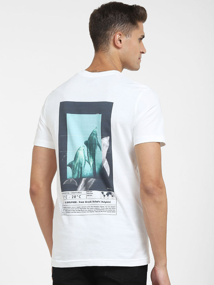 White Graphic Print Crew Neck T-Shirt