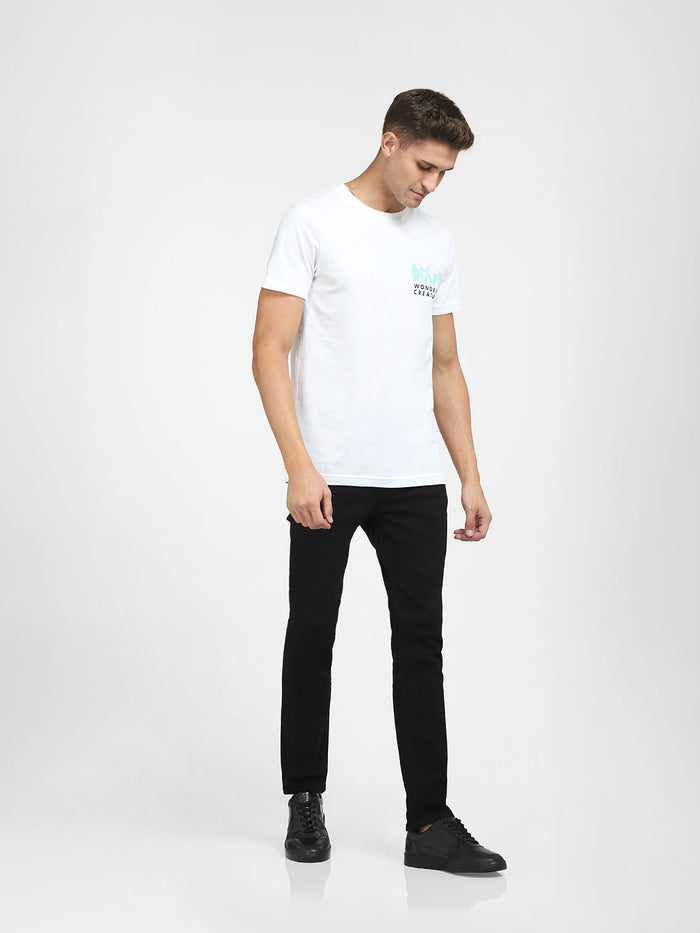 White Graphic Print Crew Neck T-Shirt