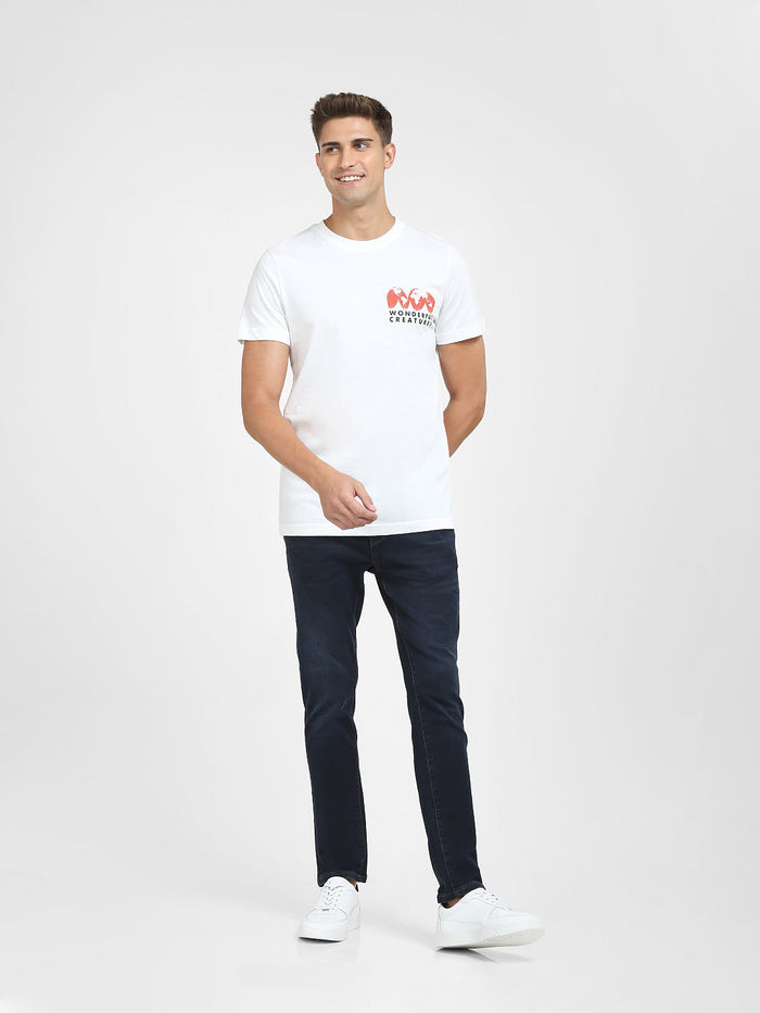 White Graphic Print Crew Neck T-Shirt