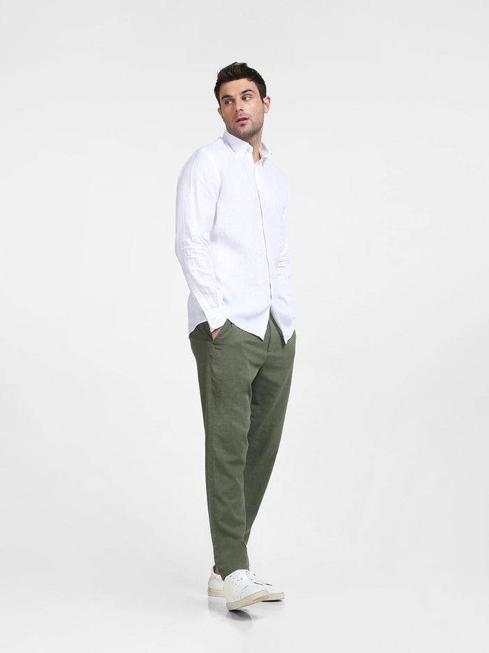 White Linen Full Sleeves Shirt