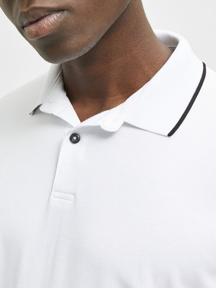 White Organic Cotton Polo Neck T-Shirt