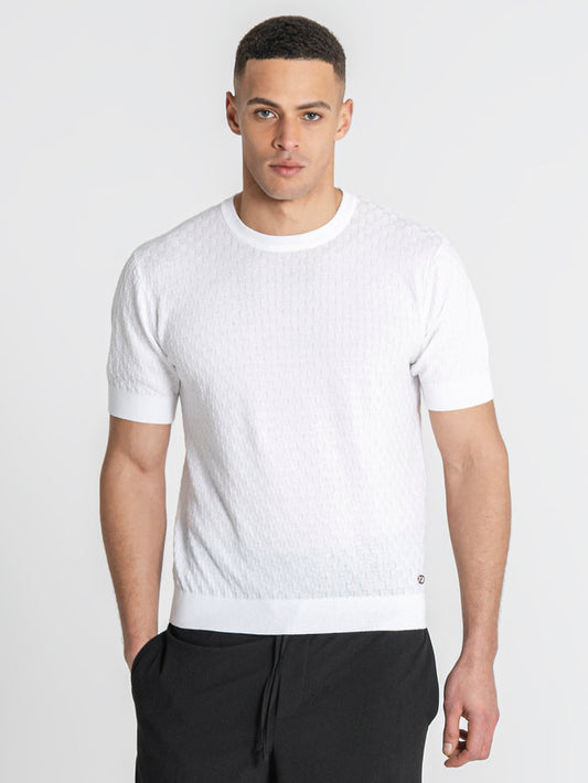 t-shirts / White Squared Knit Tee