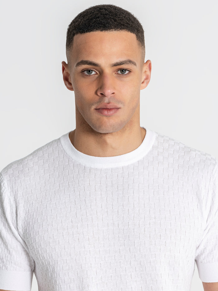 t-shirts / White Squared Knit Tee