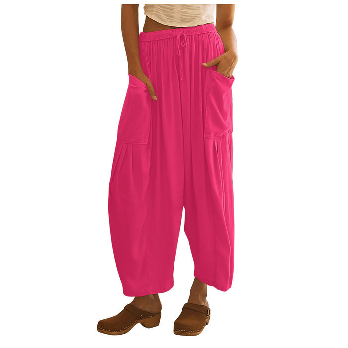 Summer pants with cropped length and easy lightweight fabric