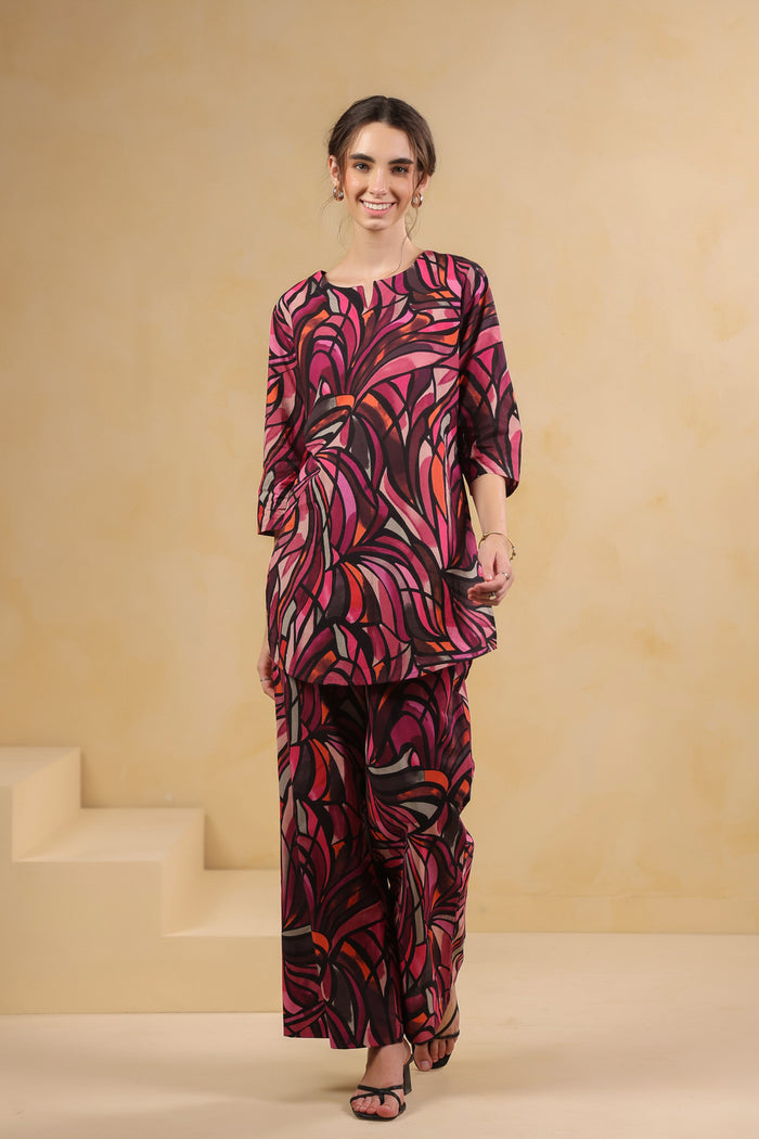 Wine Wild Swirl Cotton Co-ord Set