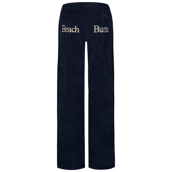 Womens and Girls Towelling Wide Leg Jogging Bottoms | Navy