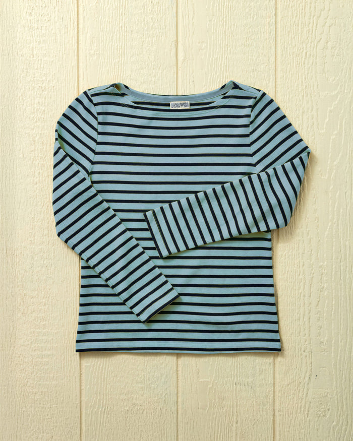 Women’s Breton Stripe Boatneck Tee in Atlantic Blue/Navy