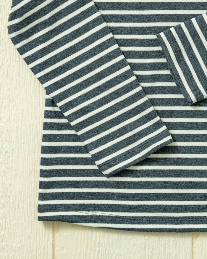 Women's Breton Stripe Boatneck Tee in Graphite/Off White